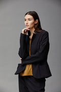 Black Simple Stylish Long Sleeved Single Blazer Jacket