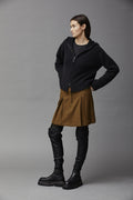 Brown Pleated Mini Skirt