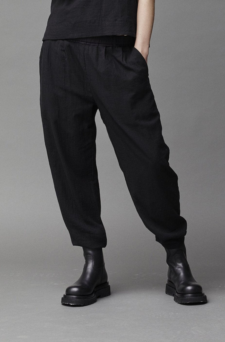 Comfortable Black Cuffed Casual Trousers