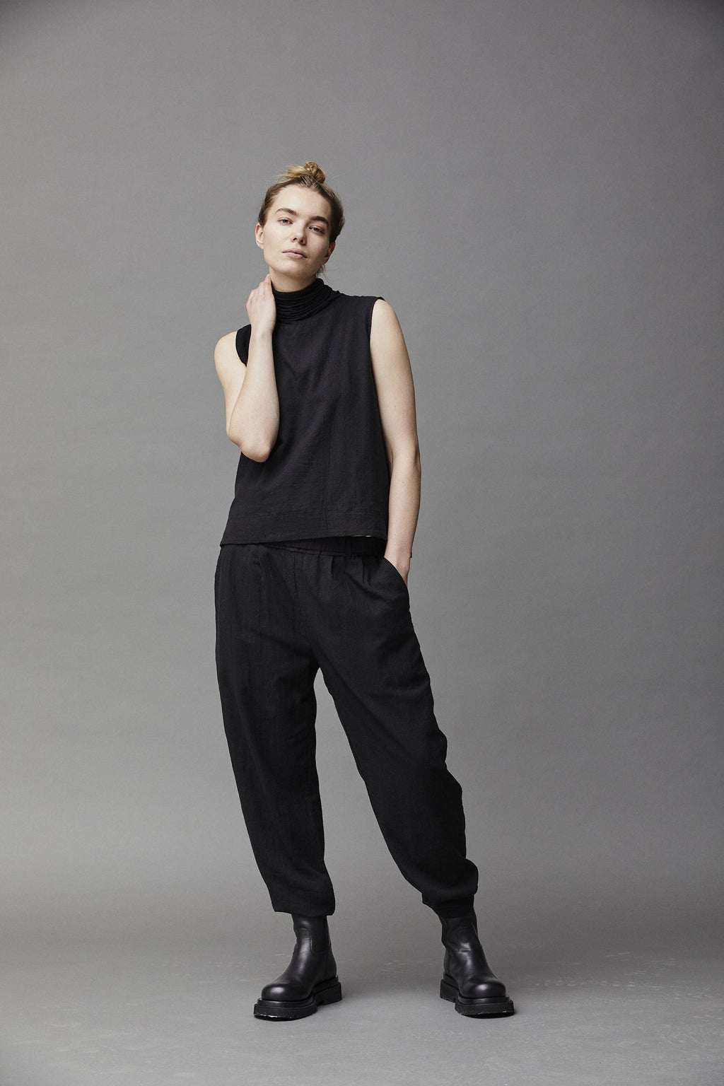 Comfortable Black Cuffed Casual Trousers