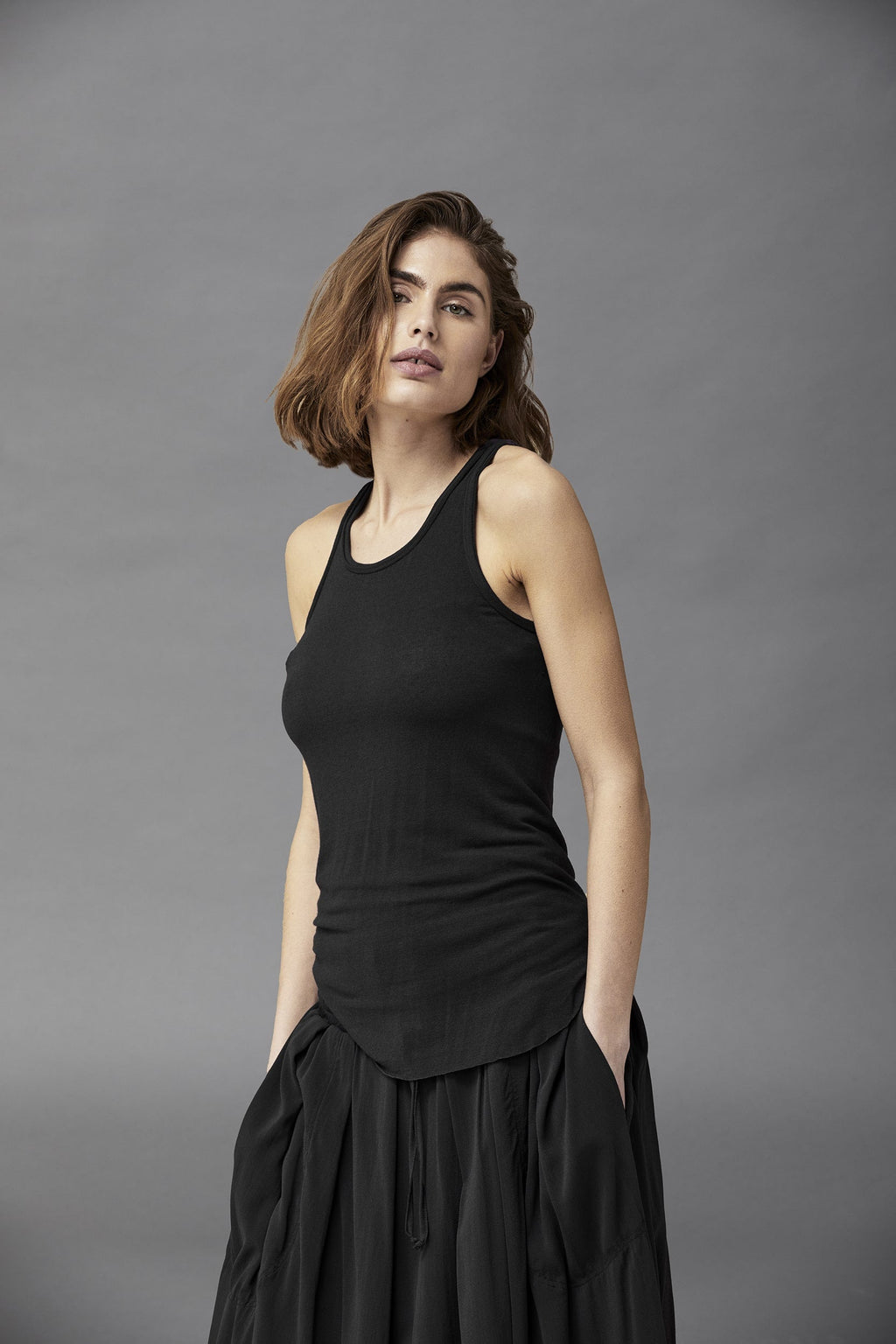 Khaki Drawstring High - Waist Slimming A - Line Skirt