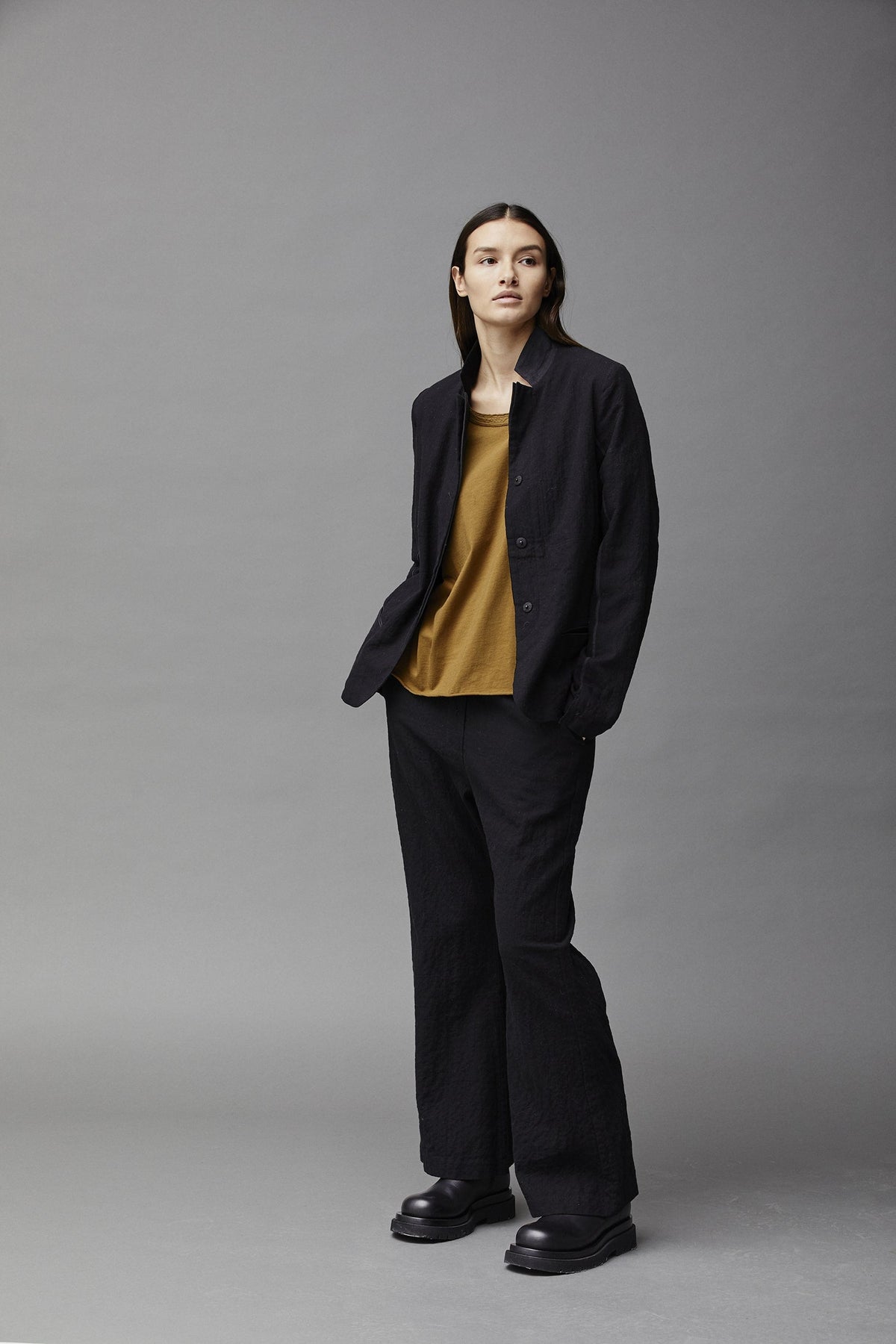 Black Simple Stylish Long Sleeved Single Blazer Jacket
