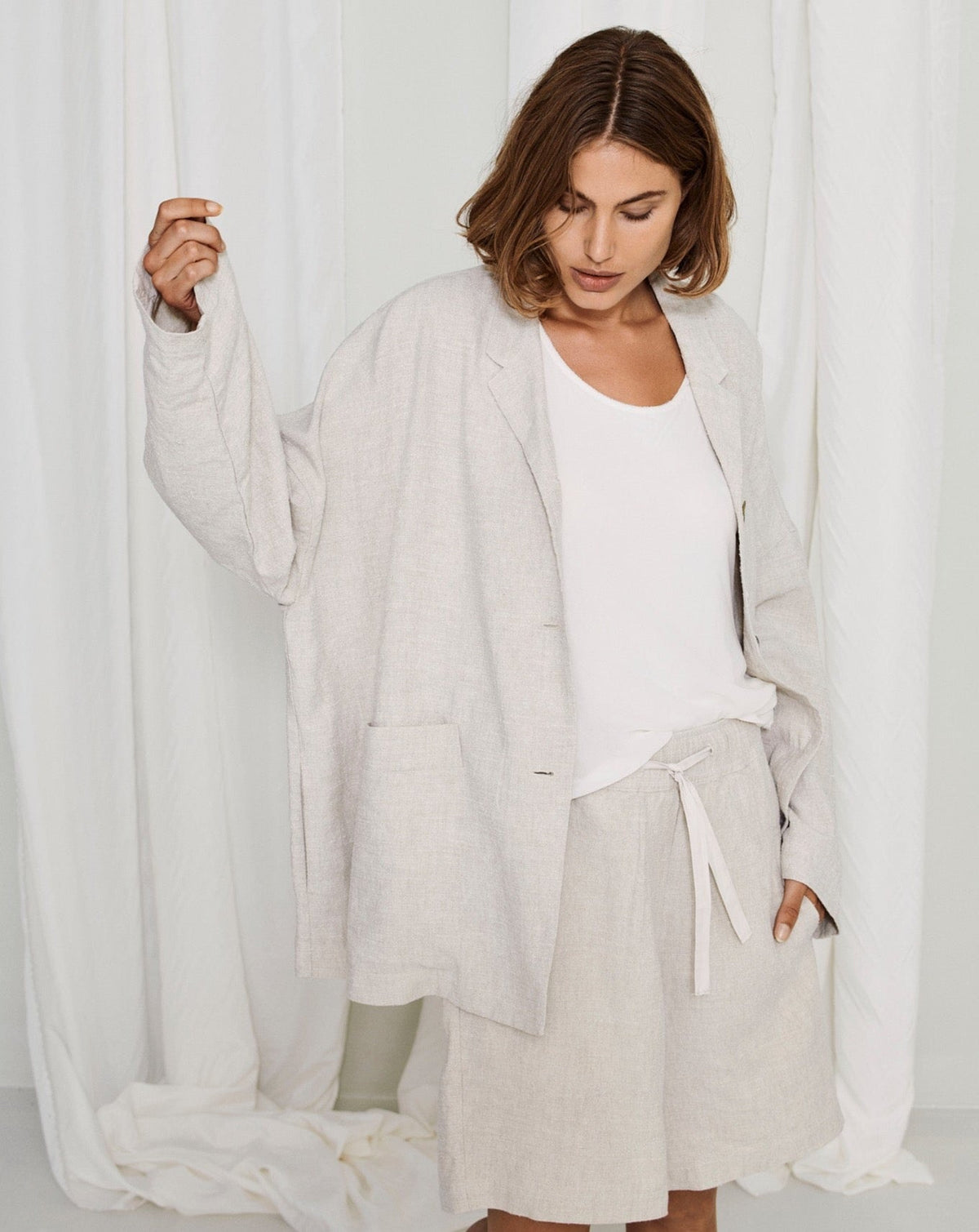 Cotton linen tie up design skirt