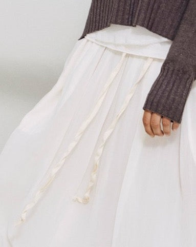 White Drawstring Maxi Skirt