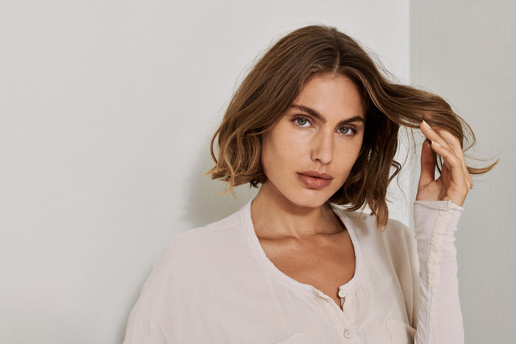 White Button Long - Sleeved Mid - Length Dress