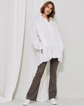 Casual White Loose Long - Sleeved Shirt