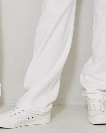 White Cuffed Casual Pants
