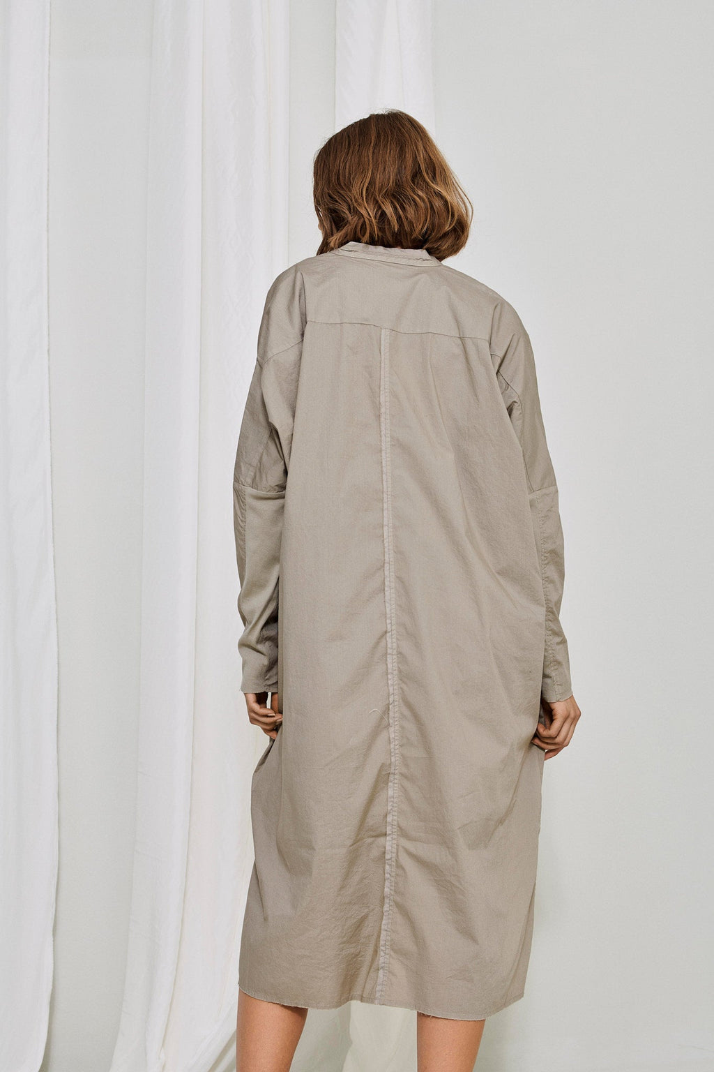 Mandarin Collar Buttoned Split Long Dress