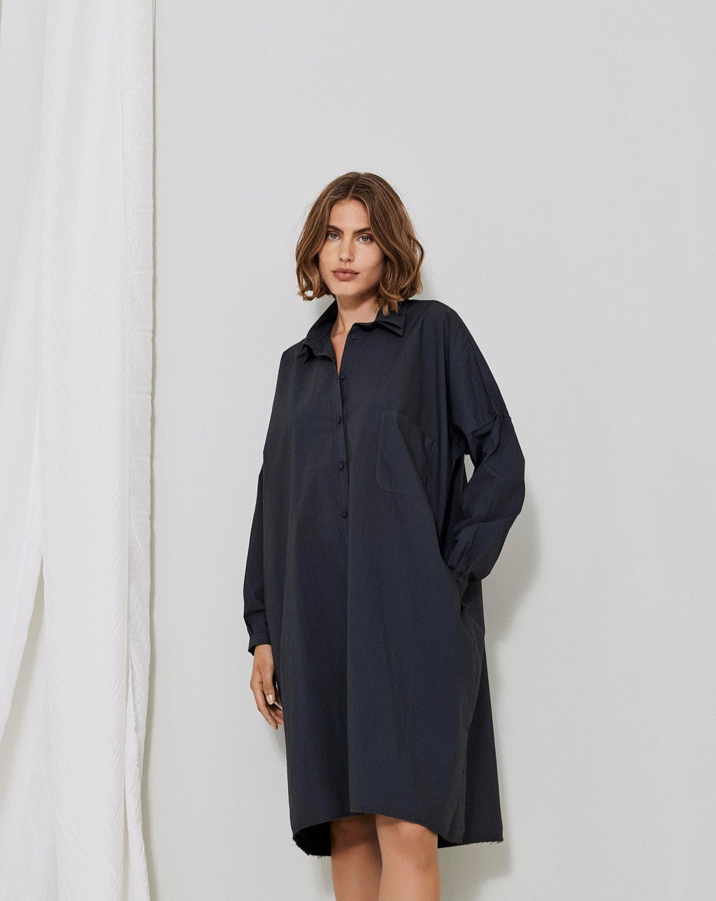Relaxed Fit Navy Blue Shirt Dress