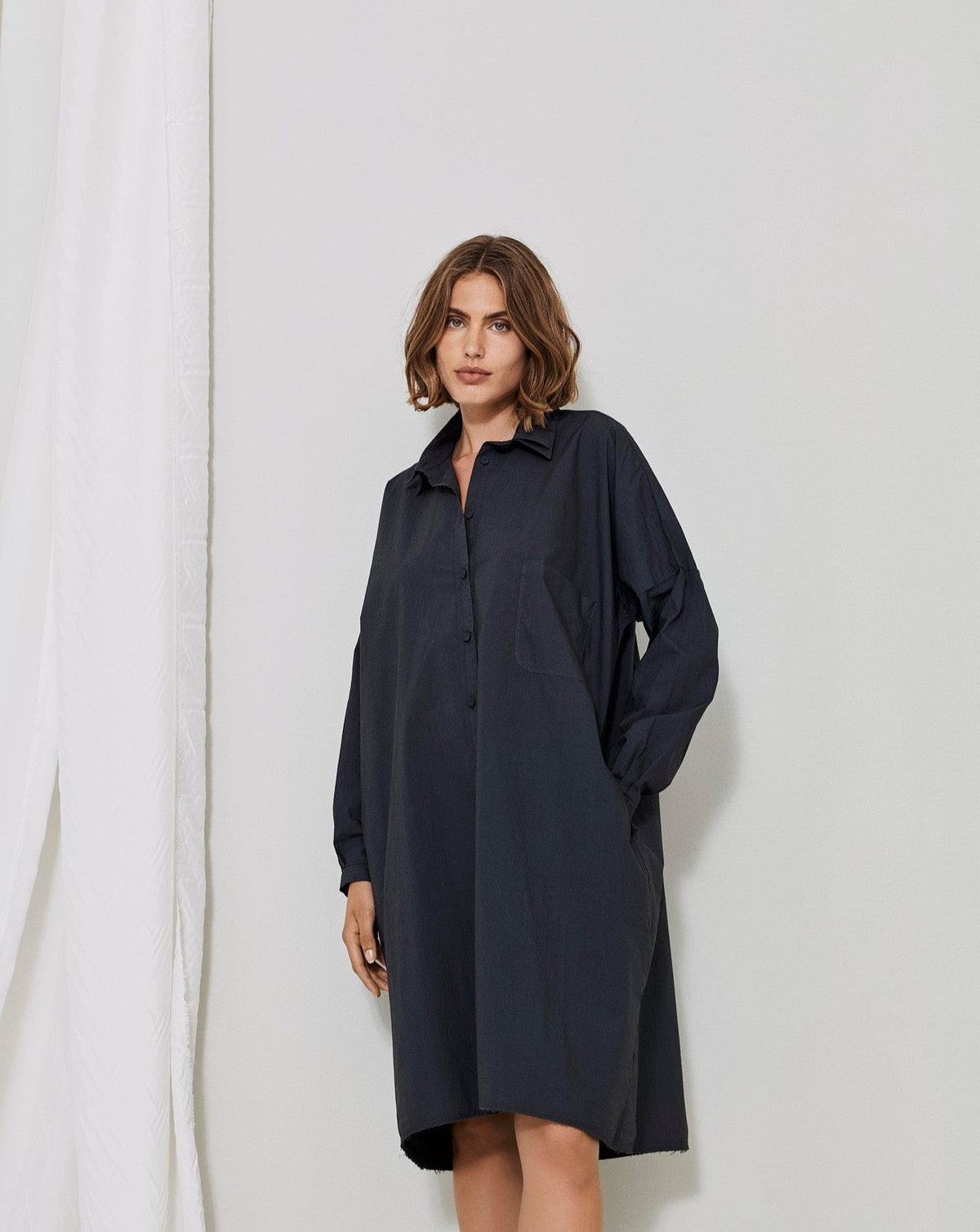 Relaxed Fit Navy Blue Shirt Dress