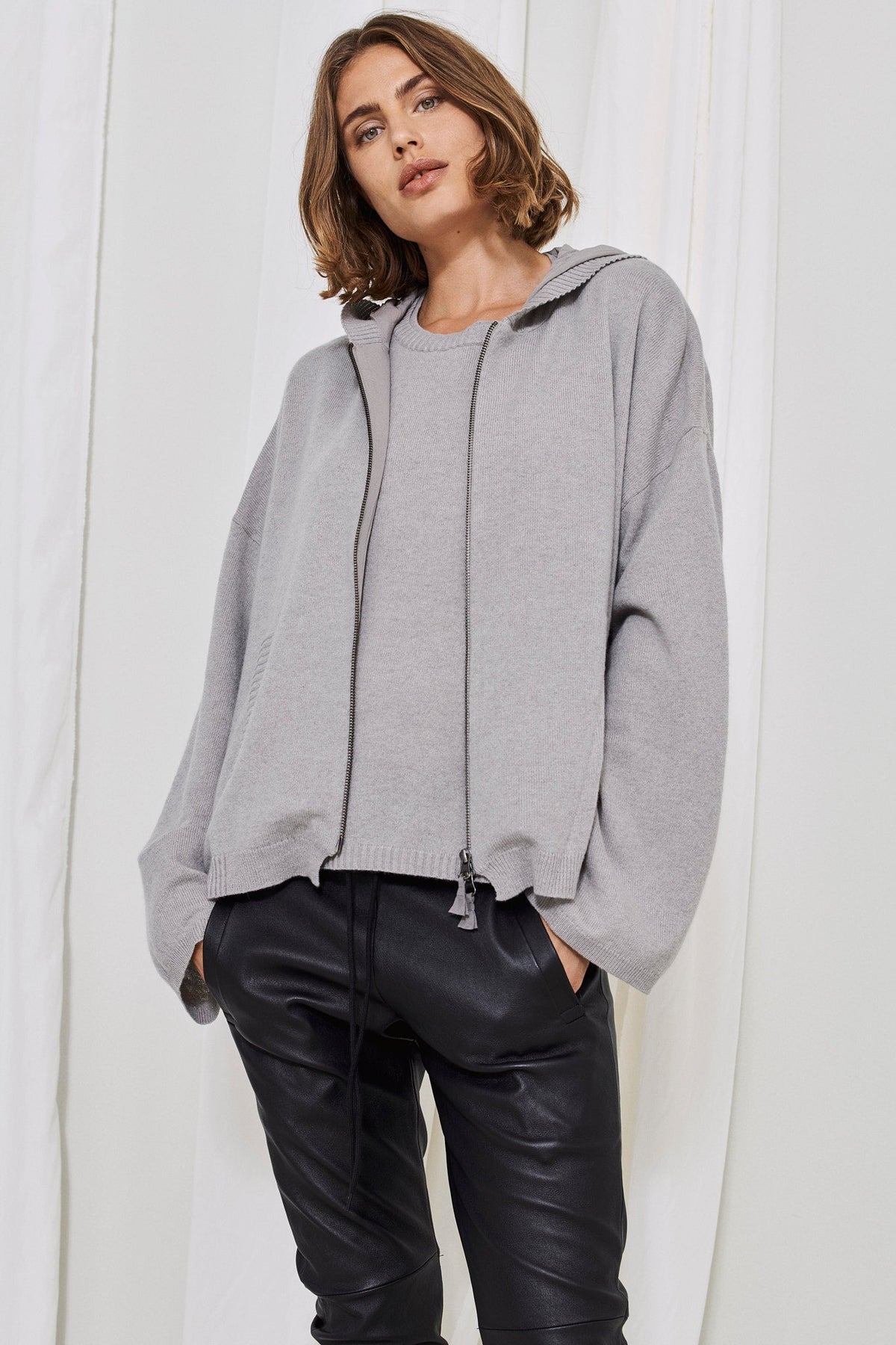 High-Waist Casual Leather Pants