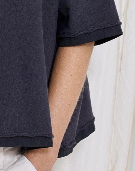Relaxed Fit Dark Blue Short - Sleeved Casual T – Shirt