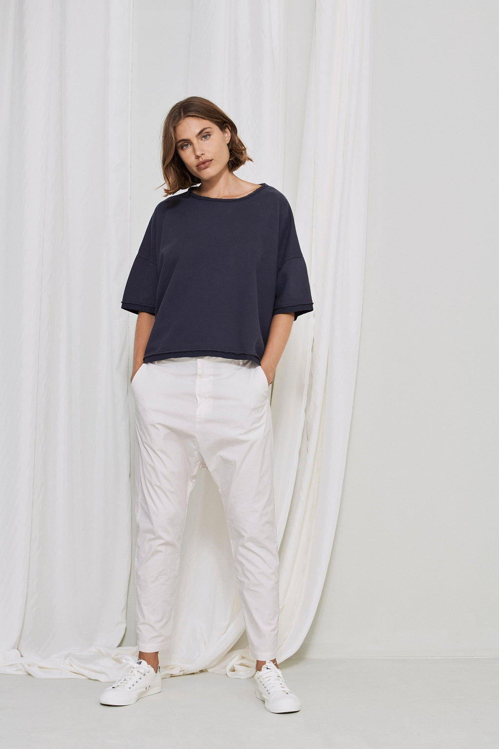 Relaxed Fit Dark Blue Short - Sleeved Casual T – Shirt
