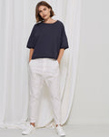 Trendy White Slim-Fit Casual Pants