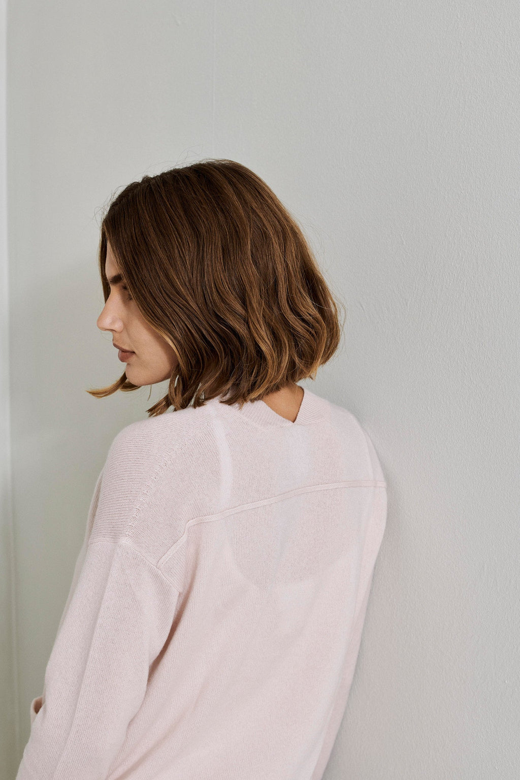 Light Pink V-Neck Buttoned Cardigan