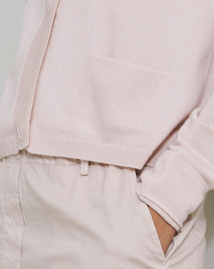 Light Pink V-Neck Buttoned Cardigan
