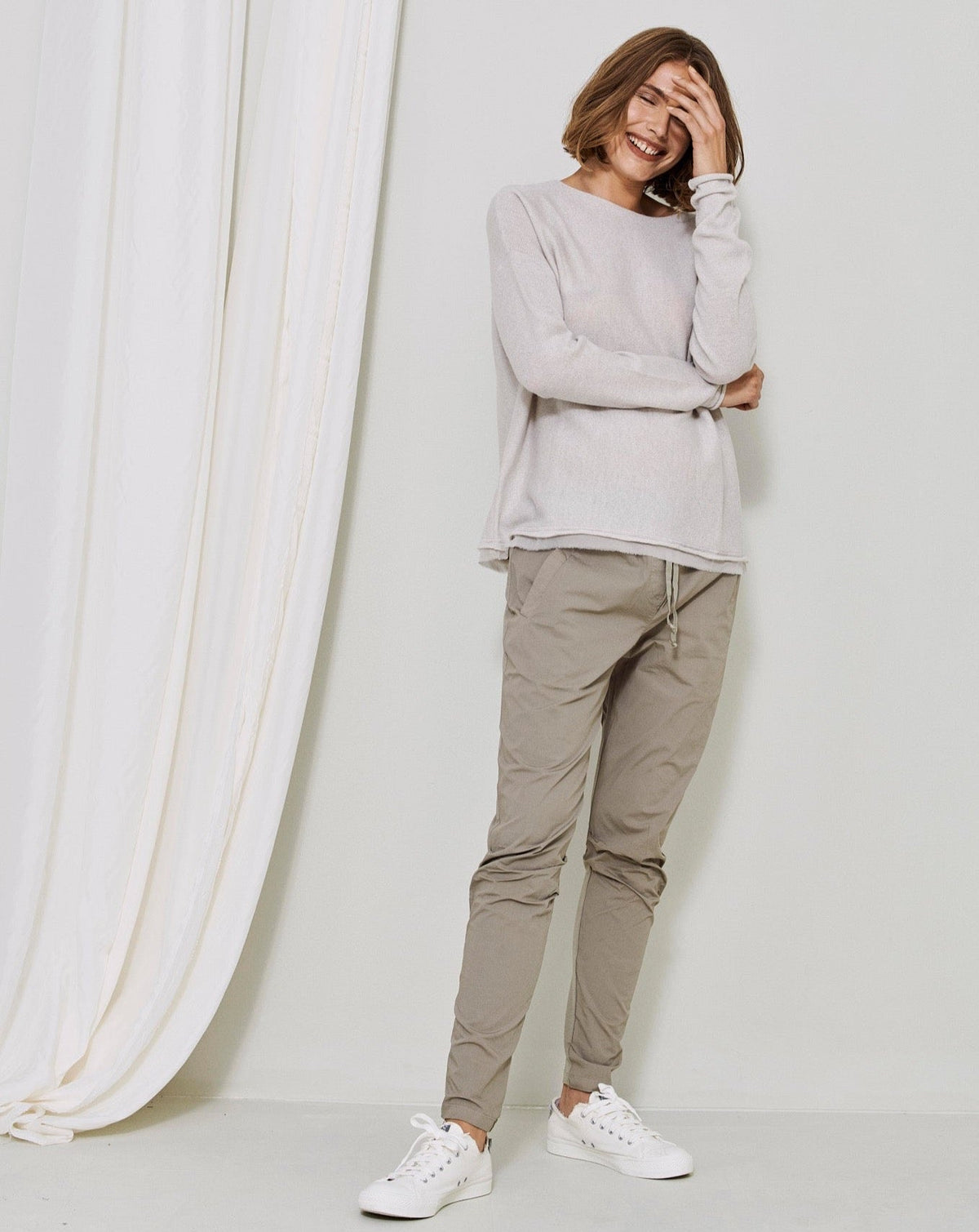 Khaki Slim-Fit Casual Trousers