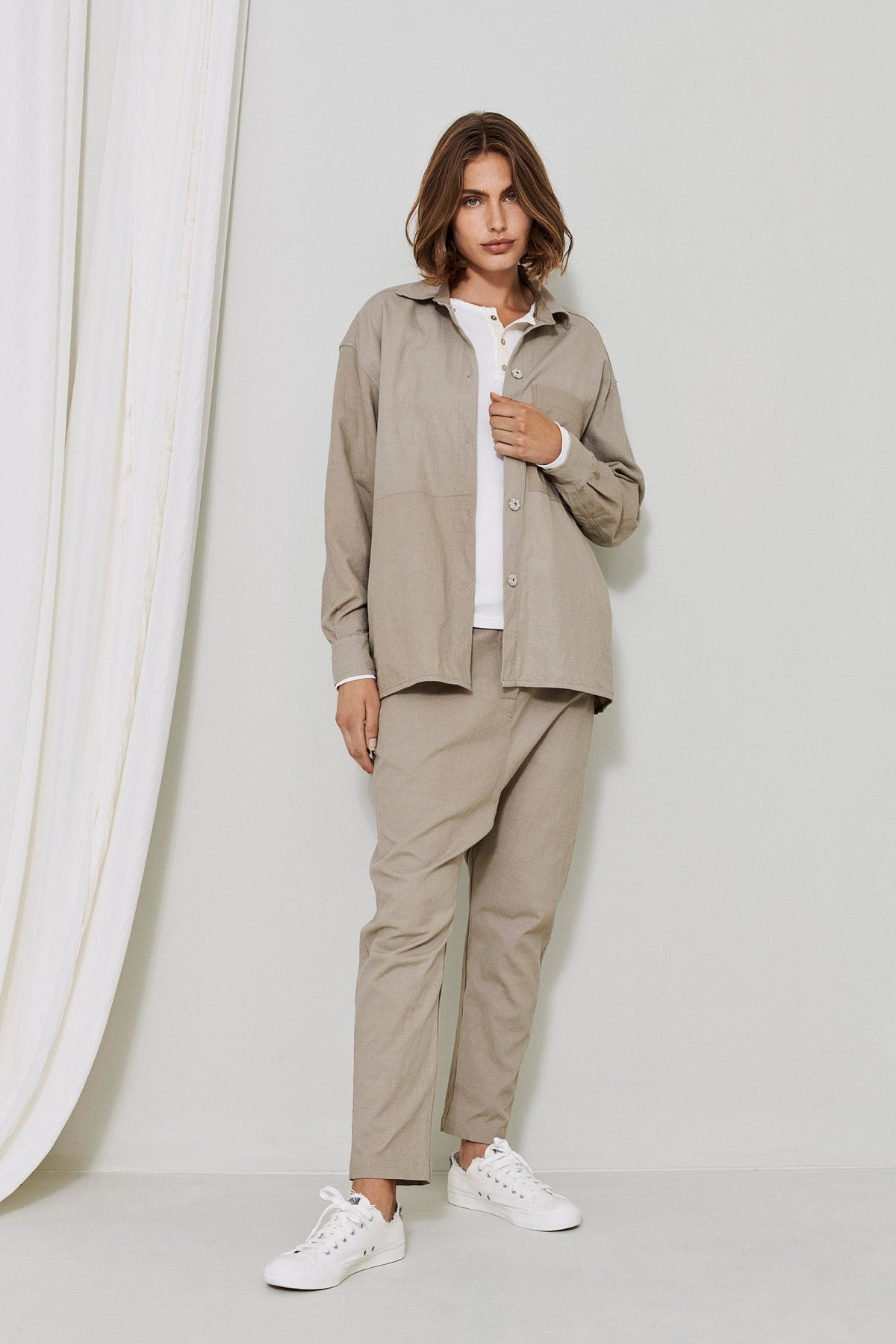 Casual Khaki Button - Up Workwear Jacket