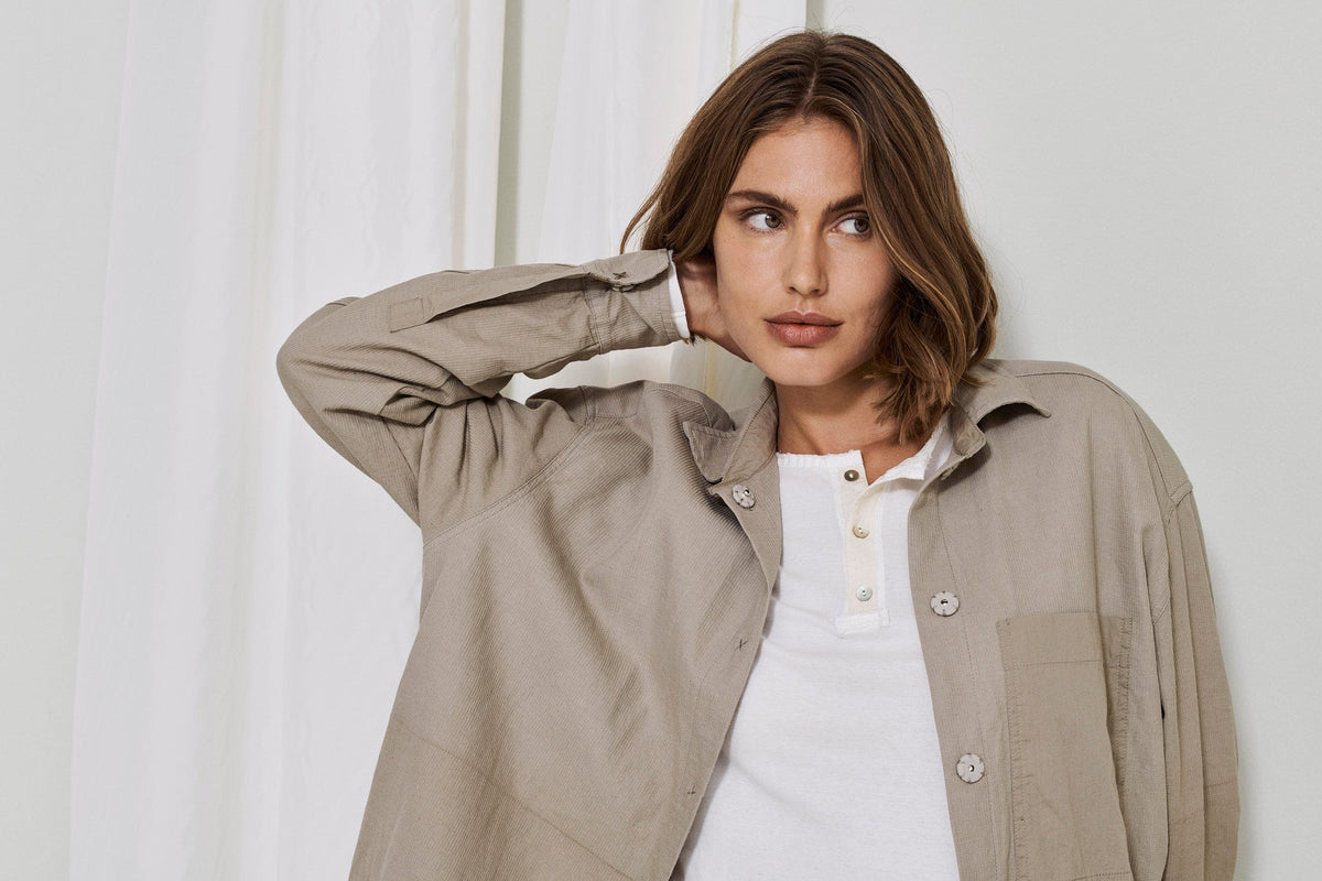 Casual Khaki Button - Up Workwear Jacket