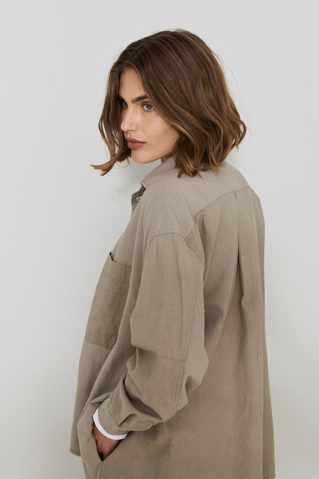 Casual Khaki Button - Up Workwear Jacket