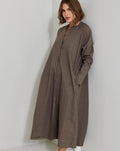 Retro Style Buttoned Linen Long Dress