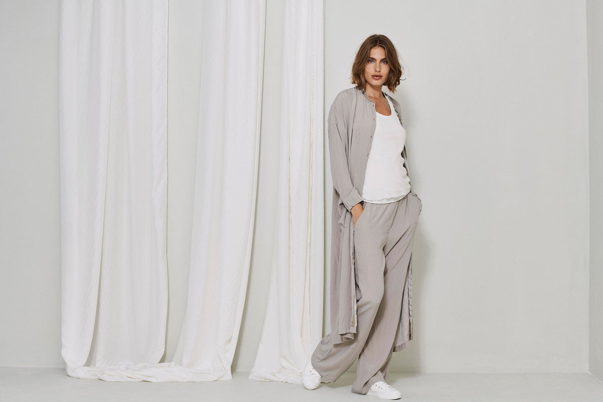 Casual Drape Long - Sleeved Buttoned Cardigan Top