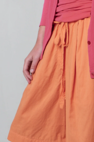 Loose Orange Drawstring Midi Skirt