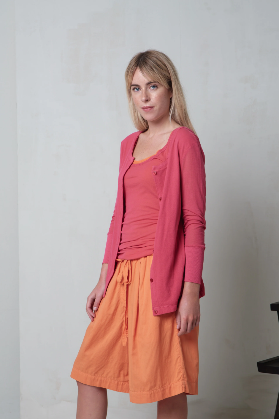 Pink Buttoned Cardigan Jacket